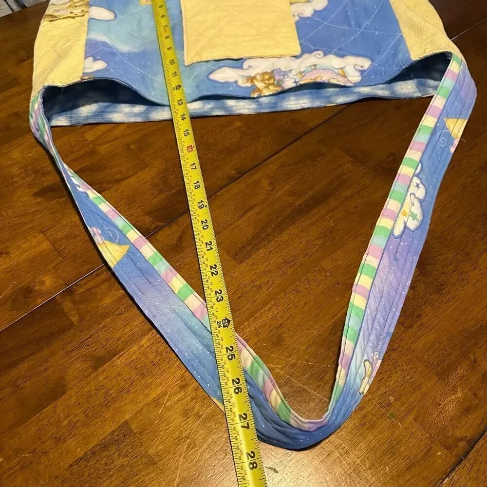 Vintage Style Handmade Quilted Baby Diaper Bag Tote Bear Moon Stars 21”x13”